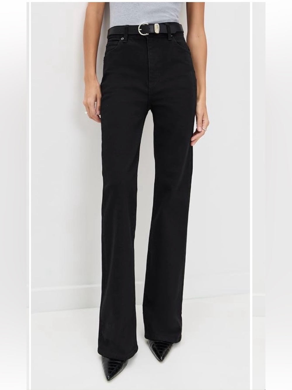 Frame Denim Black Flare Wide-Leg Jeans
